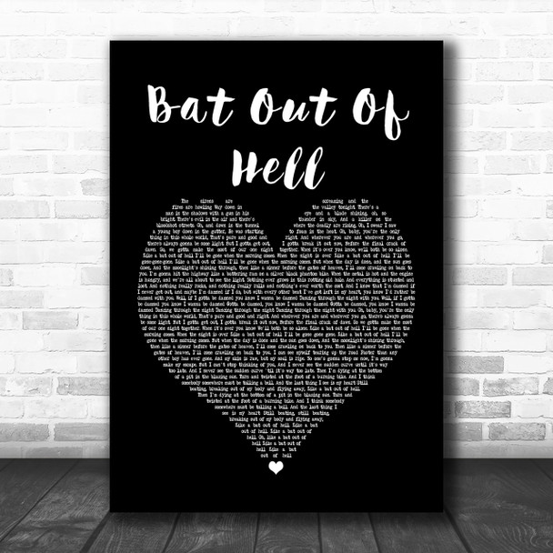 Meat Loaf Bat Out Of Hell Black Heart Song Lyric Quote Print