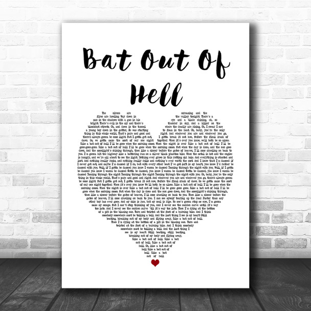 Meat Loaf Bat Out Of Hell Heart Song Lyric Quote Print