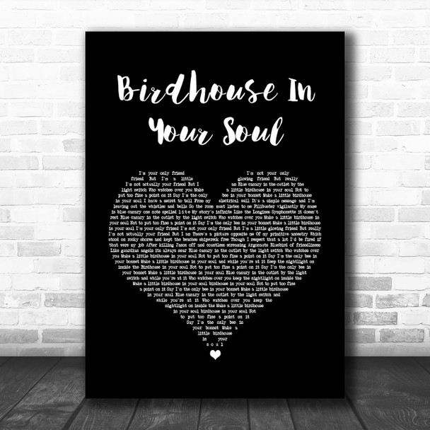 They Might Be Giants Birdhouse In Your Soul Black Heart Song Lyric Music Wall Art Print