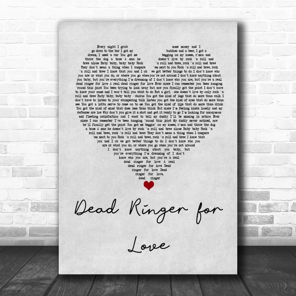 Meat Loaf Dead Ringer for Love Grey Heart Quote Song Lyric Print