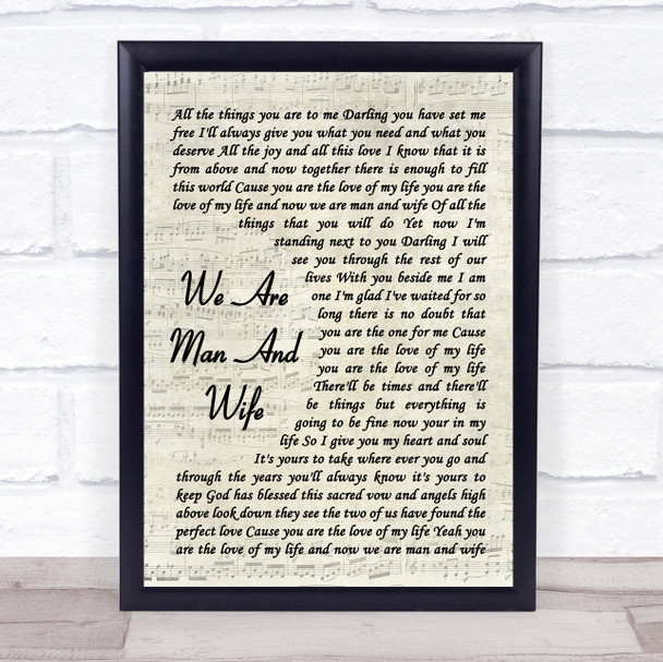 Michelle Featherstone We Are Man And Wife Song Lyric Vintage Script Quote Print