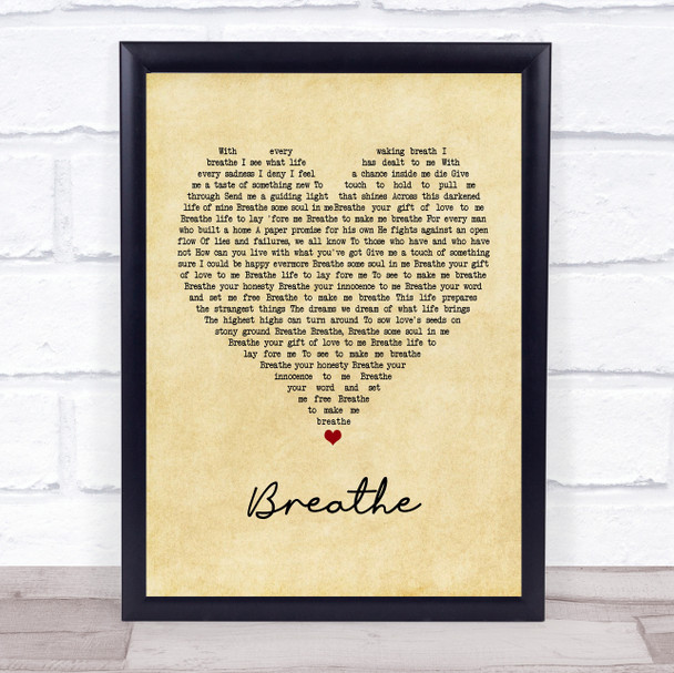 Midge Ure Breathe Vintage Heart Quote Song Lyric Print