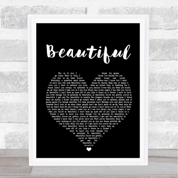 Monsta X Beautiful Black Heart Song Lyric Quote Print