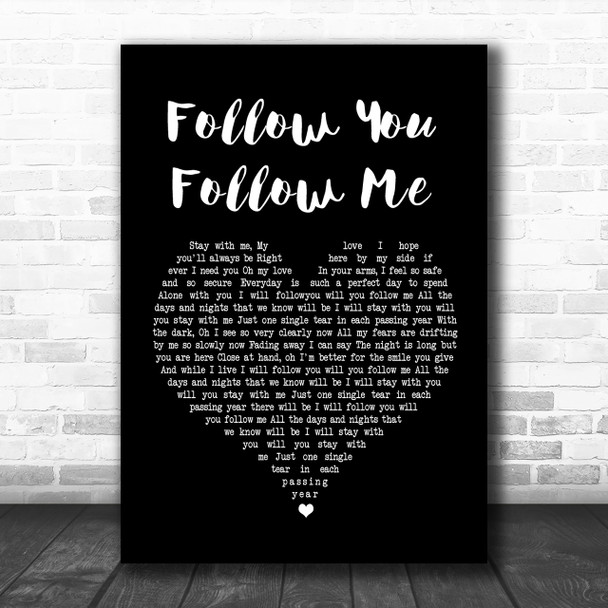 Genesis Follow You Follow Me Black Heart Song Lyric Music Wall Art Print