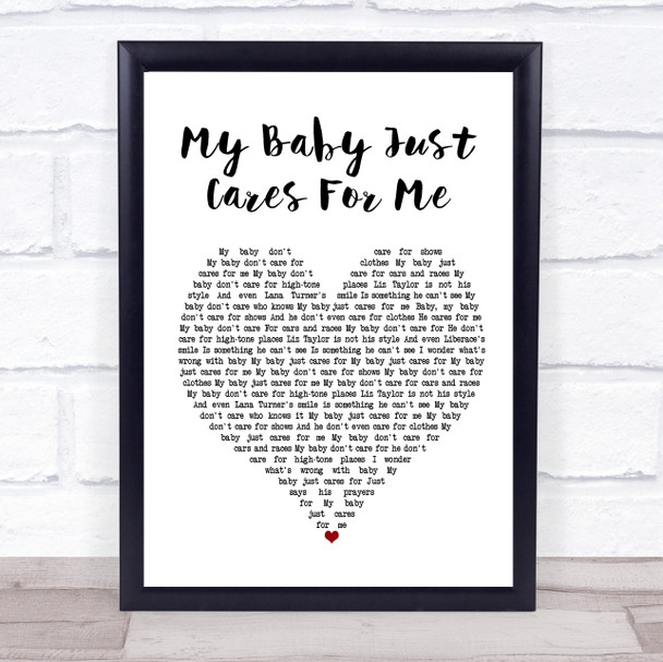 Nina Simone My Baby Just Cares For Me Heart Song Lyric Quote Print