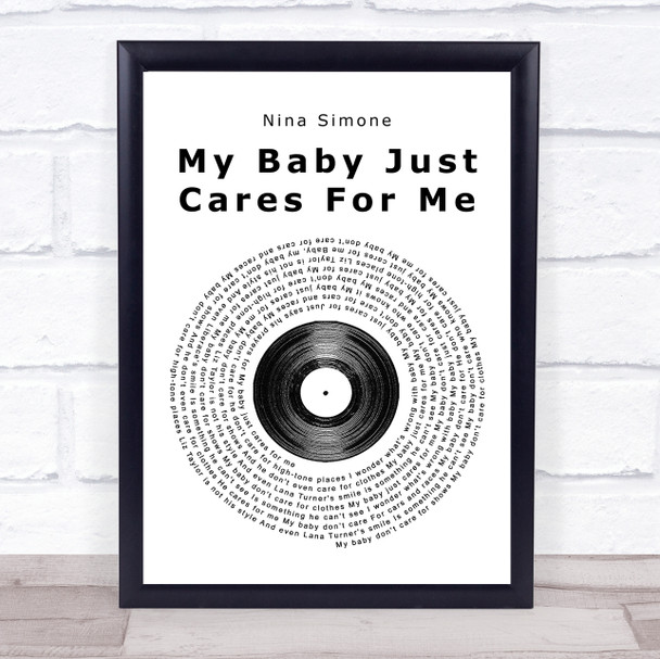 Nina Simone My Baby Just Cares For Me Vinyl Record Song Lyric Quote Print