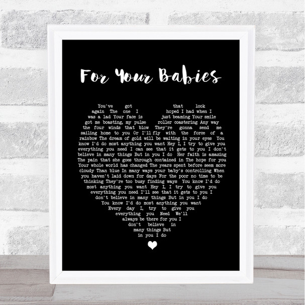 Simply Red For Your Babies Black Heart Song Lyric Music Wall Art Print