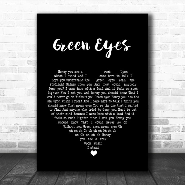 Coldplay Green Eyes Black Heart Song Lyric Music Wall Art Print