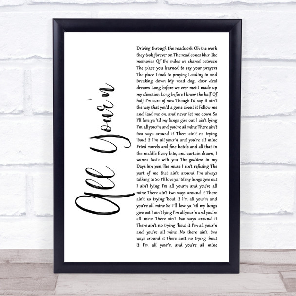 Oasis Half The World Away Rustic Script Song Lyric Quote Print