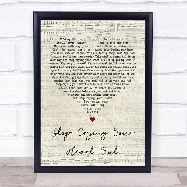 Oasis Stop Crying Your Heart Out Script Heart Song Lyric Quote Print
