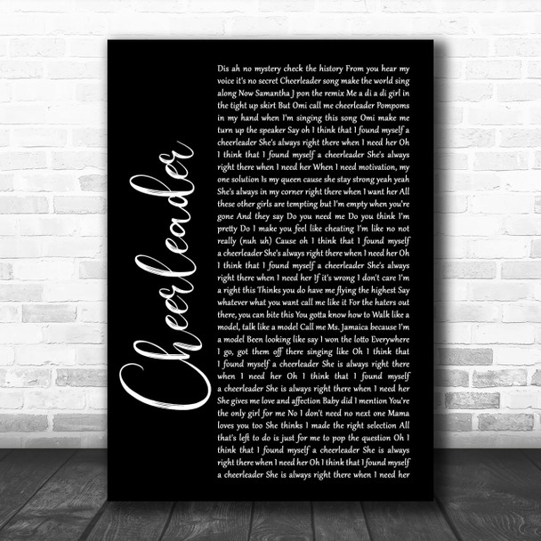 OMI Cheerleader Black Script Song Lyric Quote Print