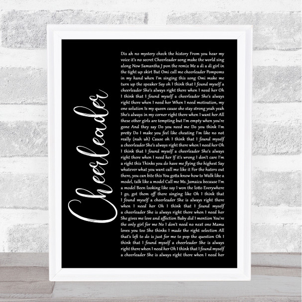 OMI Cheerleader Black Script Song Lyric Quote Print