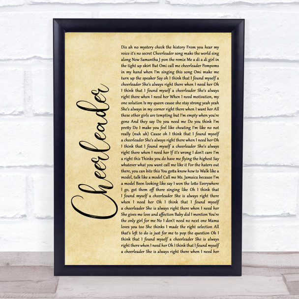 OMI Cheerleader Rustic Script Song Lyric Quote Print