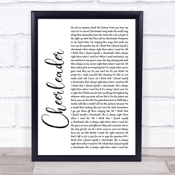 OMI Cheerleader White Script Song Lyric Quote Print