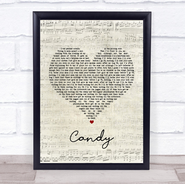 Paolo Nutini Candy Script Heart Song Lyric Quote Print