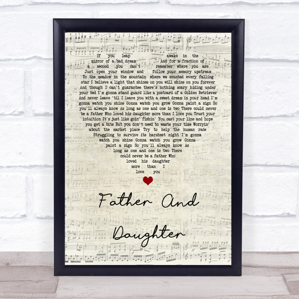 Paul Simon Father And Daughter Script Heart Quote Song Lyric Print