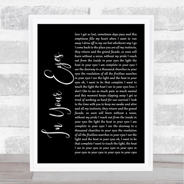 Peter Gabriel In Your Eyes Black Script Song Lyric Quote Print