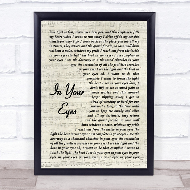 Peter Gabriel In Your Eyes Song Lyric Vintage Script Quote Print