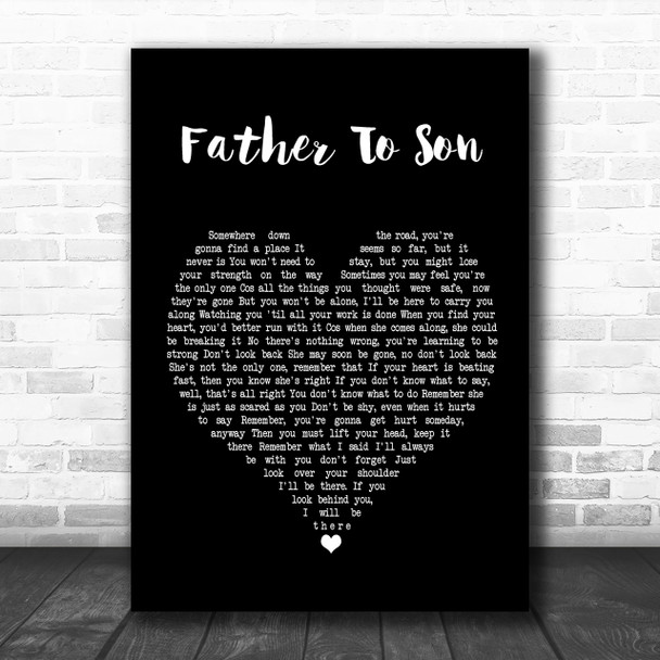 Phil Collins Father To Son Black Heart Song Lyric Quote Print
