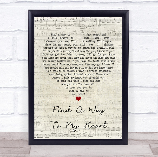 Phil Collins Find A Way To My Heart Script Heart Quote Song Lyric Print