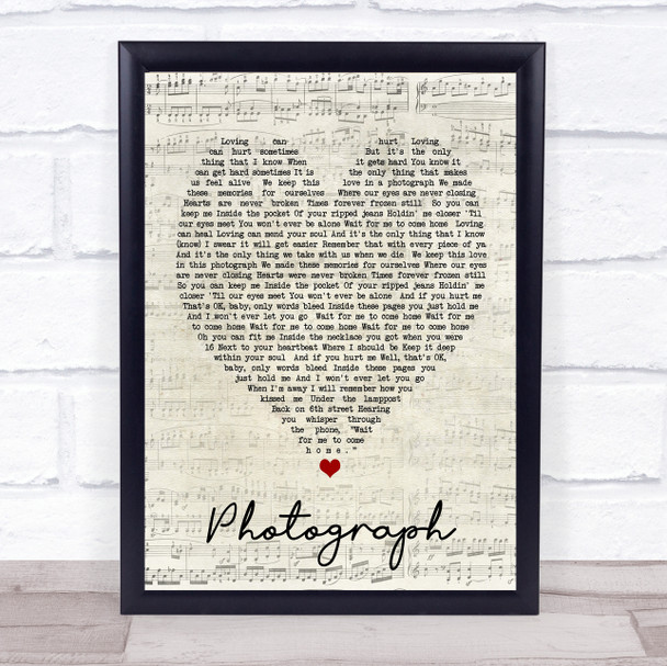 Photograph Ed Sheeran Script Heart Quote Song Lyric Print
