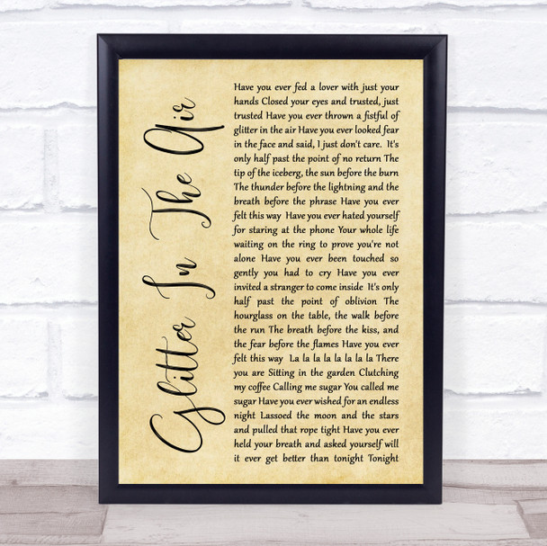 Pink Glitter In The Air Rustic Script Song Lyric Quote Print