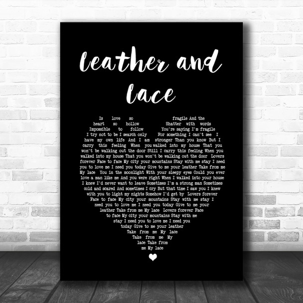 Stevie Nicks Leather And Lace Black Heart Song Lyric Music Wall Art Print