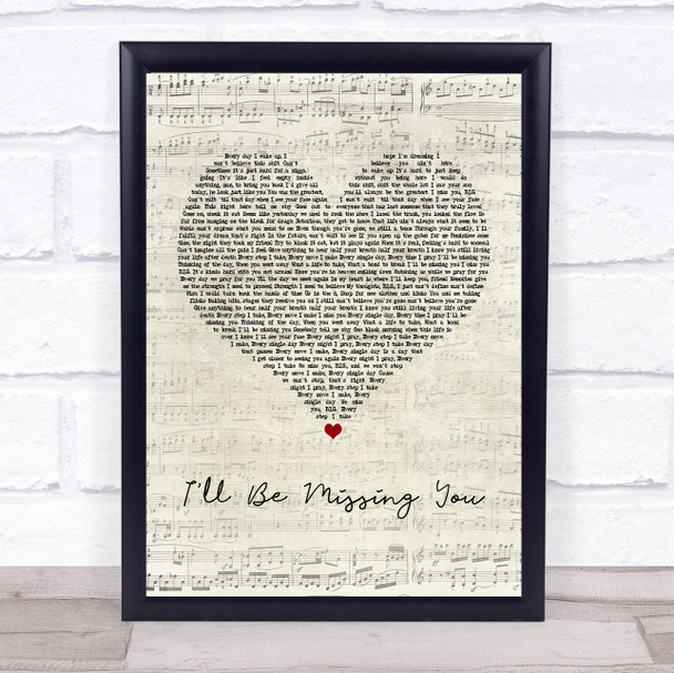 Puff Daddy I'll Be Missing You Script Heart Quote Song Lyric Print