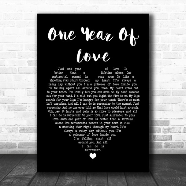 Queen One Year Of Love Black Heart Song Lyric Quote Print