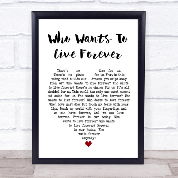 Queen Who Wants To Live Forever Heart Song Lyric Quote Print