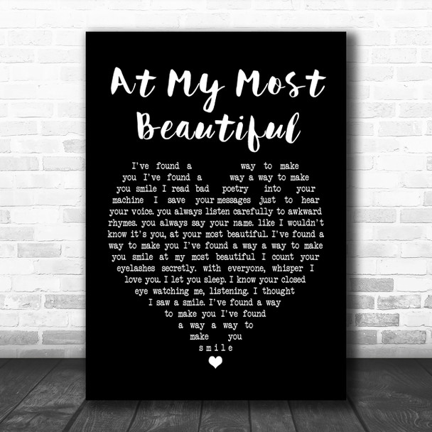 R E M At My Most Beautiful Black Heart Song Lyric Quote Print