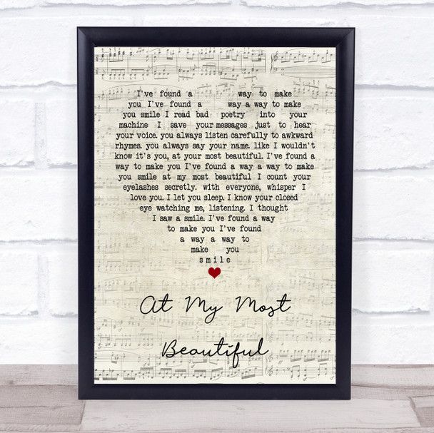R E M At My Most Beautiful Script Heart Quote Song Lyric Print