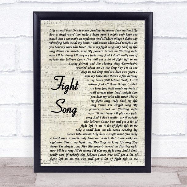 Rachel Platten Fight Song Song Lyric Vintage Script Quote Print