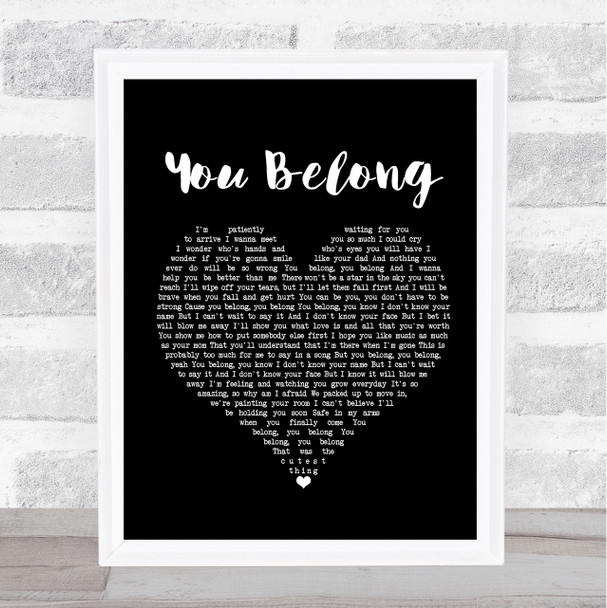 Rachel Platten You Belong Black Heart Song Lyric Quote Print