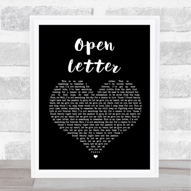 The Amity Affliction Open Letter Black Heart Song Lyric Music Wall Art Print