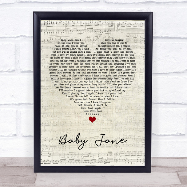 Rod Stewart Baby Jane Script Heart Quote Song Lyric Print