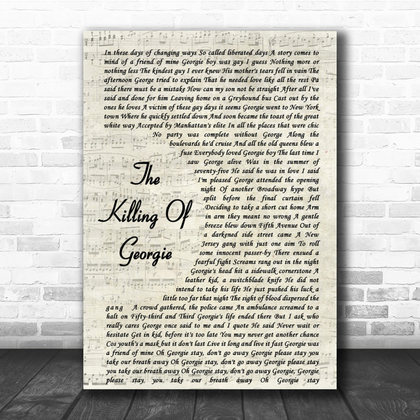 Rod Stewart The Killing Of Georgie Song Lyric Vintage Script Quote Print