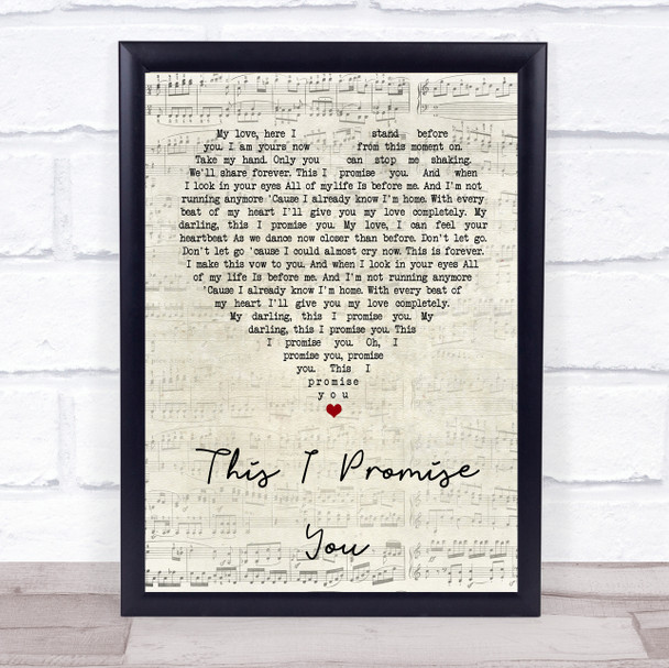 Ronan Keating This I Promise You Script Heart Song Lyric Quote Print