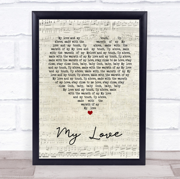 Route 94 feat. Jess Glynne My Love Script Heart Song Lyric Quote Print