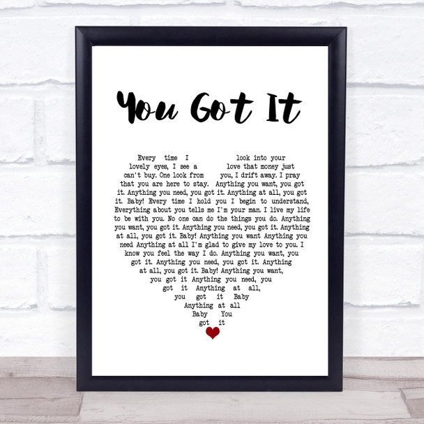 Roy Orbison You Got It Heart Song Lyric Quote Print