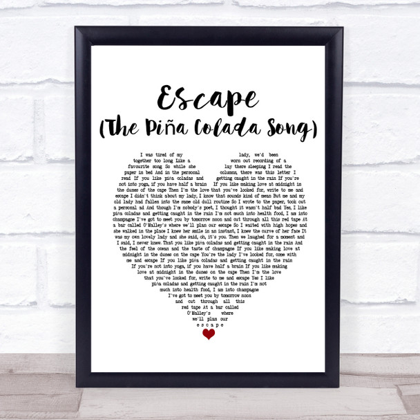 Rupert Holmes Escape (The Piña Colada Song) Heart Song Lyric Quote Print