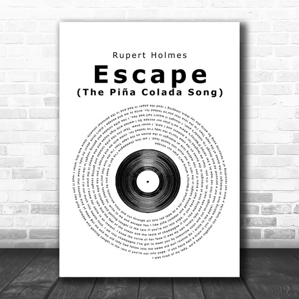 Rupert Holmes Escape (The Piña Colada Song) Vinyl Record Song Lyric Quote Print