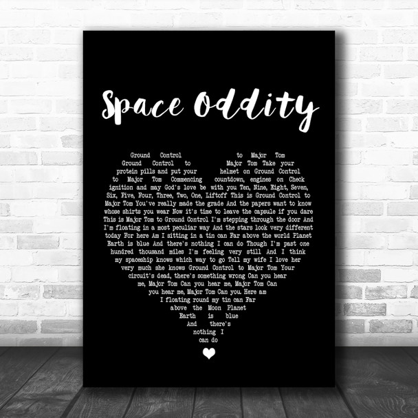 David Bowie Space Oddity Black Heart Song Lyric Music Wall Art Print David Bowie Space Oddity Black Heart Song Lyric Music Wall Art Print