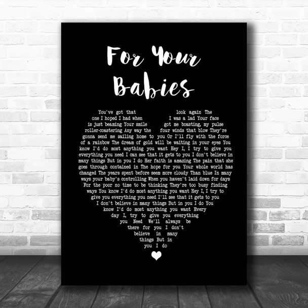 Simply Red For Your Babies Black Heart Song Lyric Print