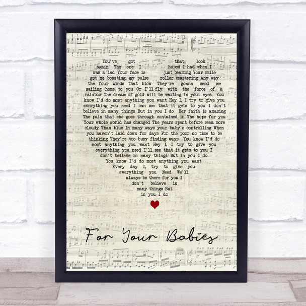 Simply Red For Your Babies Script Heart Song Lyric Quote Print
