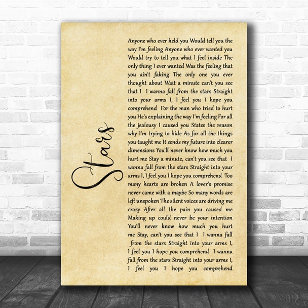 Simply Red Stars Rustic Script Song Lyric Quote Print