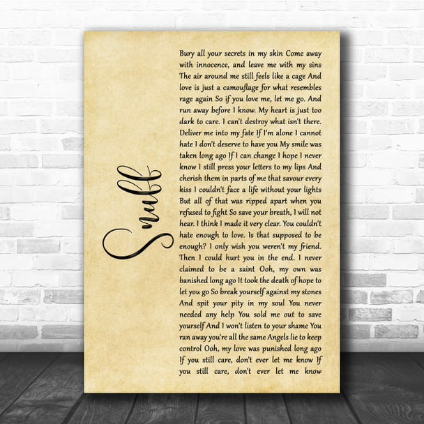 Slipknot Snuff Rustic Script Song Lyric Quote Print