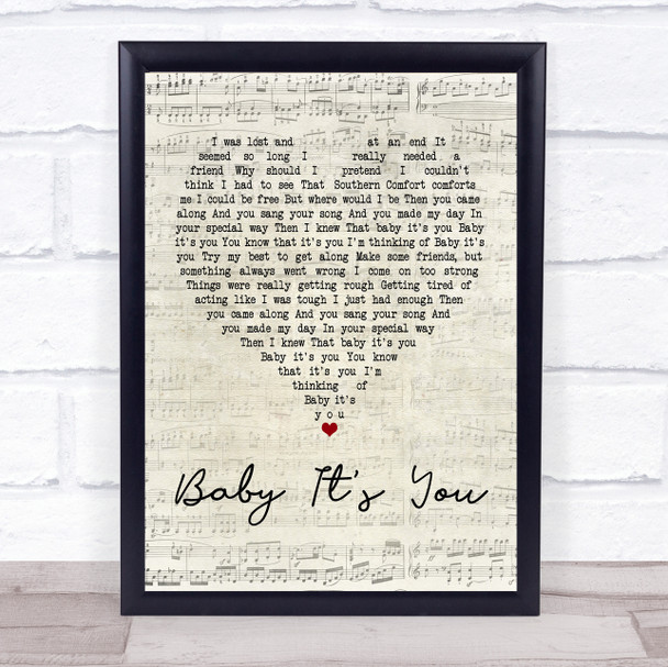 Smokie Baby It's You Script Heart Song Lyric Quote Print