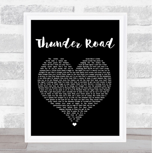 Bruce Springsteen Thunder Road Black Heart Song Lyric Music Wall Art Print