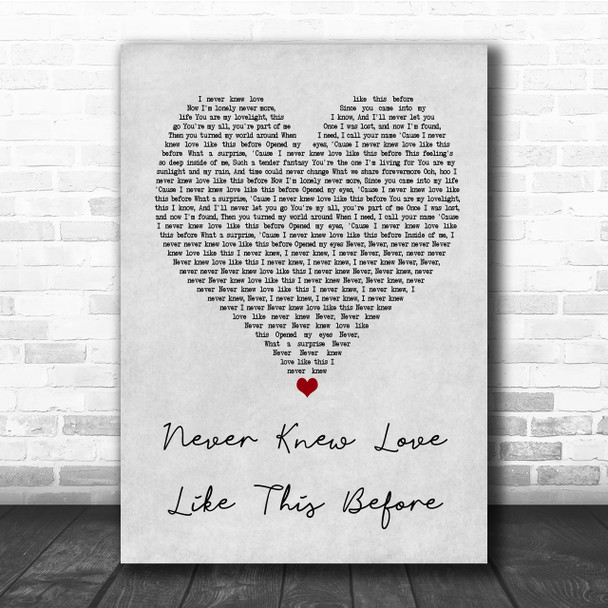 Stephanie Mills Never Knew Love Like This Before Grey Heart Song Lyric Print